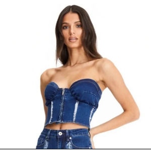 I.AM.GIA Savannah Denim Strapless Bustier Top